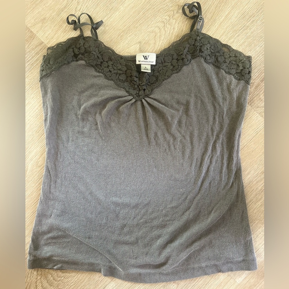 Worthington Gray Lace Camisole